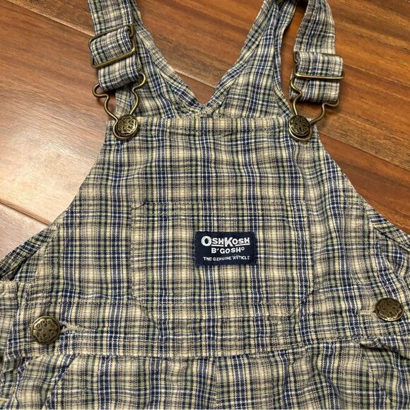 Osh Kosh B’Gosh vintage plaid green/blue/yellow/white overall shorts - Picture 4 of 6